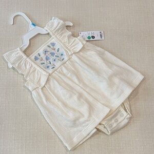 NWT CARTER’s Baby Floral Flutter Bodysuit Dress-Ivory